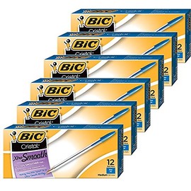 6 DOZEN Cristal Xtra Smooth Ball Pen, Medium Point (1.0 mm), Blue, 12-Count MS11 New
