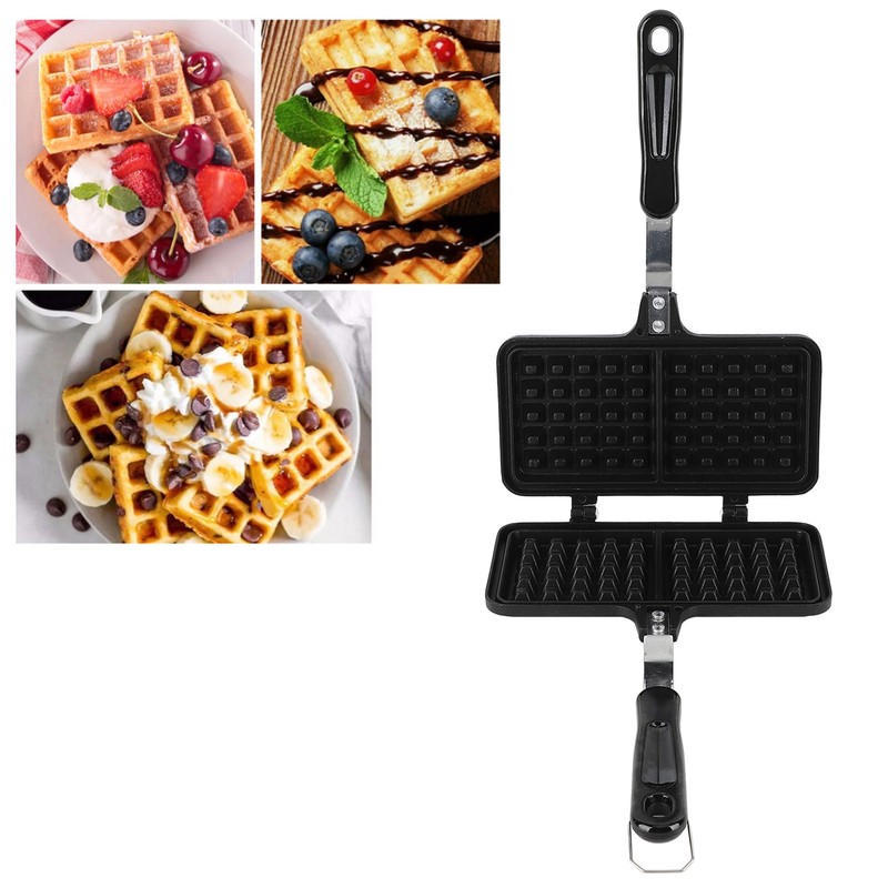 Stovetop Waffle Maker Pan Anti Stick Aluminum Even Heating Double