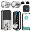 WiFi Keyless Entry Door Lock with Handle : Hornbill Silver