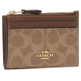Coach CW870 IMXHE Women's Outlet Coin Purse Coin Case, Signature Mini Skinny ID Case, Brown, Brown