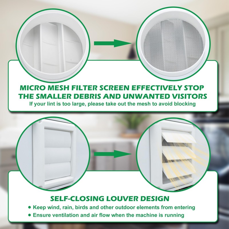 Forestchill Dryer Vent Window Kit for 4" Diameter Dryer Vent