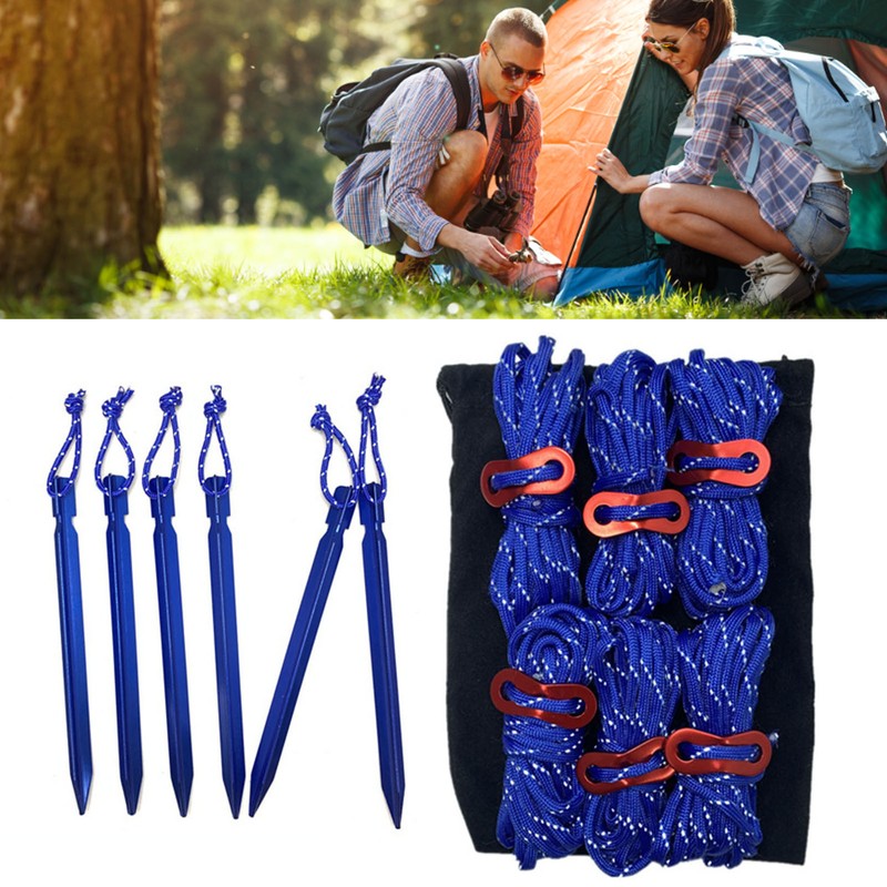 Tent Ropes Peg Buckles Reflective Ropes Set with Storage Bag