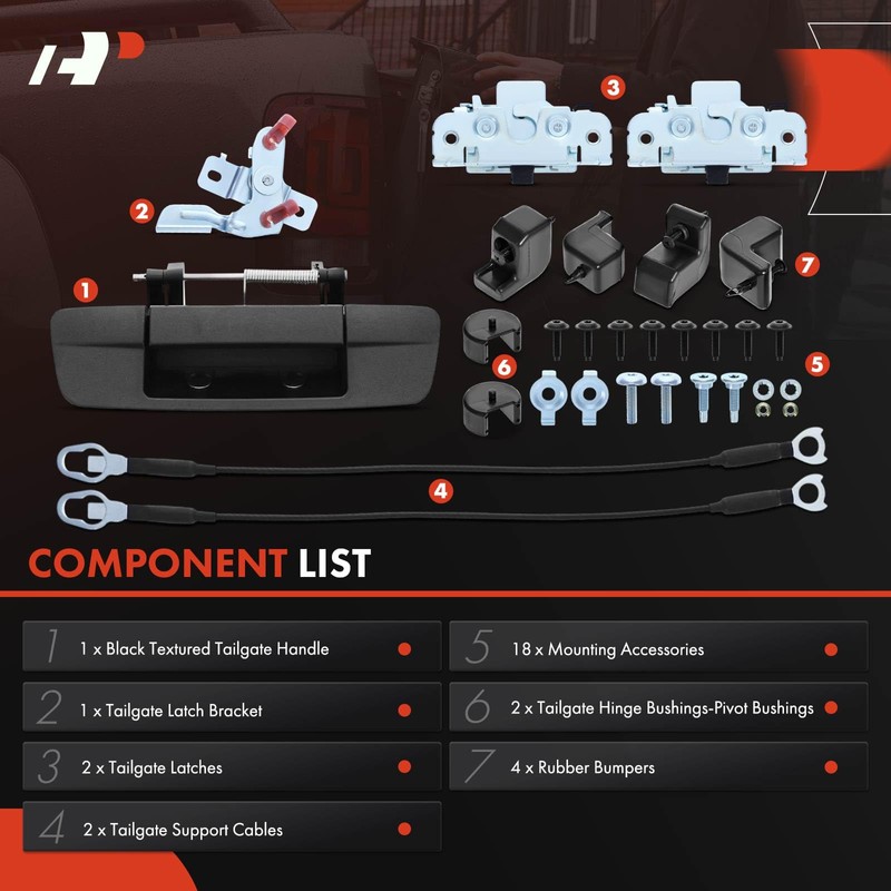 A-Premium 30-PC Tailgate Rebuild Kit Compatible with Dodge Ram 1500