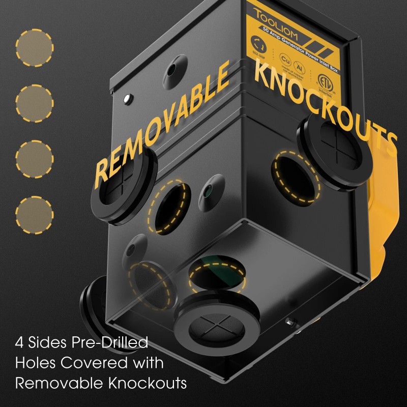 TOOLIOM 50Amp 3-Prong SS2-50P Generator Power Inlet Box Lockable with