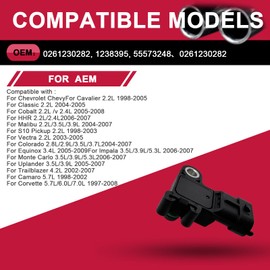 WZODKJ Manifold Absolute Pressure MAP Sensor Intake Air for Chevy Aveo Camaro Express Impala Silverado Cruze GMC Canyon Sierra Savana 1500 HHR Buick Enclave CTS Pontiac G5,55573248,12591290
