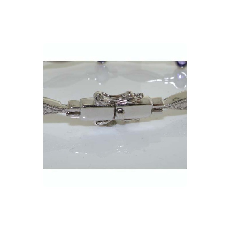 Ladies Sterling Silver Gemset 7" Bracelet Bangle