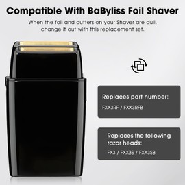FX3 Shaver Replacement Head Compatible with BaByliss Pro FX3 Foil Shaver, Hypoallergenic Gold Foil, Black