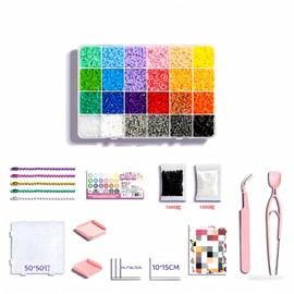 (Large Capacity, 24 Colors) Iron Beads 0.1 inch (2.6 mm), Mini Size, Approximately 14,000 Pieces, Nano Beads Compatible, Storage Case Included, Making Toy, Educational Toy, Home Time, Parent-child Fun