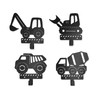 Xedatric 4 Pieces Construction Vehicles Silhouette Shape Metal Wall Hooks
