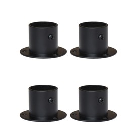 Stainless Steel Closet Wardrobe Rod Holder Socket End Support Bracket Heavy Duty Flange Black for 32mm (Set of 4)