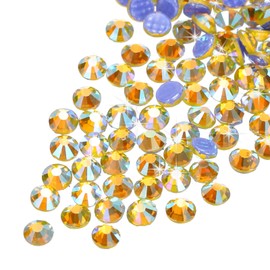 sourcing map 2880 Pcs Hotfix Rhinestones Flatback Crystal Glass Gems Art Rhinestones for Crafts Clothes DIY Decoration(SS6 2mm,Yellow Color)