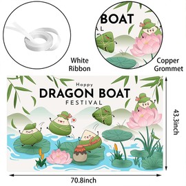 Wollmix Dragon Boat Festival Decorations Banner 70.8x43.3 Inch Sign Poster Backdrop Party Supplies Gifts Prop Background Decor Flags Outside