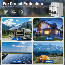MINGSONG DC Solar Panels Disconnect Switch 32 Amp Solar Shut Off Switch 12V-400V 3 Poles AC Miniature Circuit Breaker for PV Homes, AC 110V DIN Rail MCB