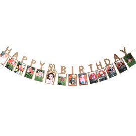 Happy 50th Birthday Fabulous Fifty 50 Years Photo Banner for 50th Birthday Decoration Bunting Kraft Paper