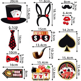 Generic 29pcs Casino Photo Booth Props Las Vegas Theme Selfie Props Poker Night Birthday Party Supplies Photography Backdrop Decorations