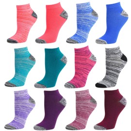 Debra Weitzner Womens Runner Ankle Socks - Low-Cut Colorful Socks (Size 9-11 and 10-13) 12 Pairs