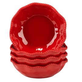 Certified International Perlette Red 8.5" Melamine All Purpose Bowls, Set of 4