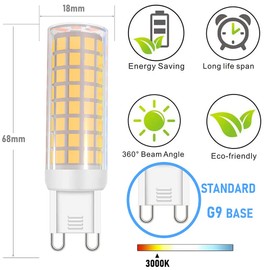 VOKWAK G9 LED Light Bulb G9 Bi-pin Base Chandelier Lighting JCD G9 120Volt Home Lighting 8W(80W Halogen Equivalent) 800LM for Table lamp,Wall Sconce,ceilingfan Replacement,4-Pack(Warm White 3000K)