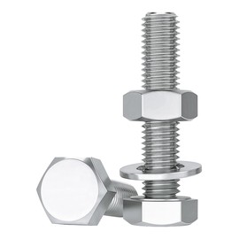 Drenky Nuts and Bolts Assortment, 10 Pcs M10 Bolts and Nuts Washers Set 304 Stainless Steel Hexagon Bolt and Nut M10 x 40mm Machine Screws and Nut