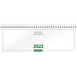 BRUNNEN 1077201002 Desk Calendar/Landscape Appointment Book Model 772, 2 Pages = 1 Week, 29.7 x 10.5 cm, Cardboard Envelope, White, Calendar 2022, Wire-O Binding