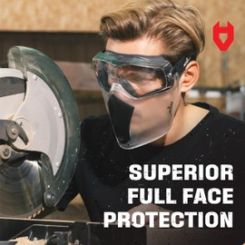 NoCry Safety Face Shield Mask for Work with Premium Anti Fog and Anti Scratch Technology — Durable ANSI Z87.1 Certified Grinding Face Shield with Extreme Impact Resistance | NoCry