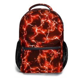 aportt Red Backpack for Boys Girls Cool Lightning Durable Casual Basic Kids Bookbag Lightweight School Bag for Teens Students Travel Daypack