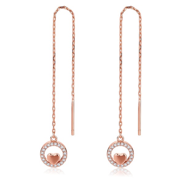 Sterling Silver Drop Earrings for Women Rose Gold Chain Earrings