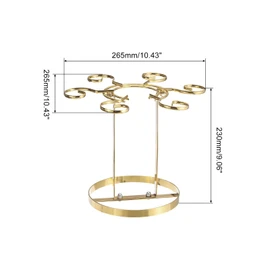 uxcell Countertop Wine Glass Holder, Freestanding Wine Glass Rack with 6 Hooks, Metal Stemware Holder Stand for Bar, Kitchen Home Storage (Gold 265x230mm)