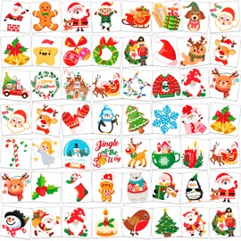 HOWAF Christmas Tattoos for Kids, 96pcs Christmas Temporary Tattoos for Kids Christmas Decorations Xmas Tattoos Stocking Fillers Kids Christmas Eve Box Fillers Christmas Party Supplies Favors