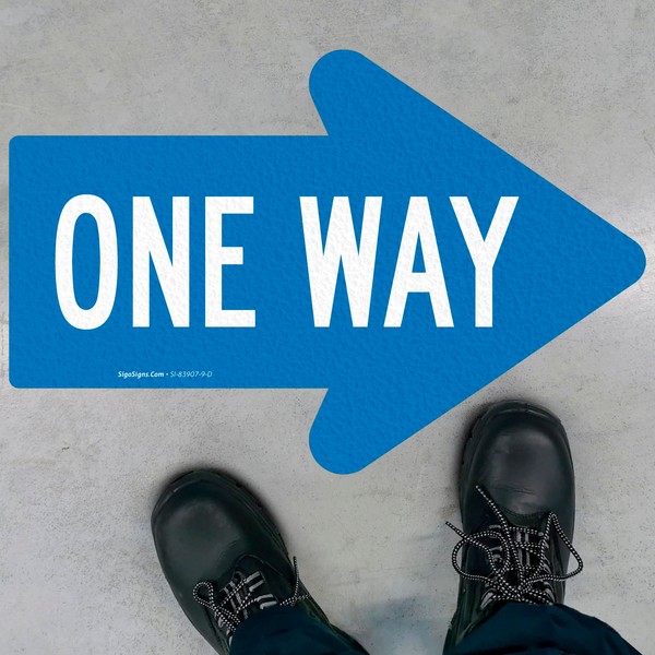One Way Right Arrow, 6x9 Inches, Floor Decal Anti-Slip Adhesive