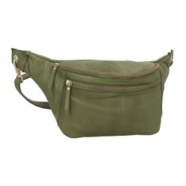 Gusti Freya Leather Belt Bag for Men and Women, Waist Bag, Festival Bag, Handbag, Leather, Green, Retro