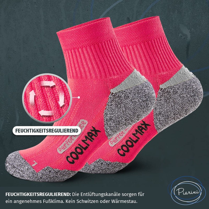 Piarini 2 Paar Coolmax Wandersocken Trekking Socken Funktionssocken kurz -