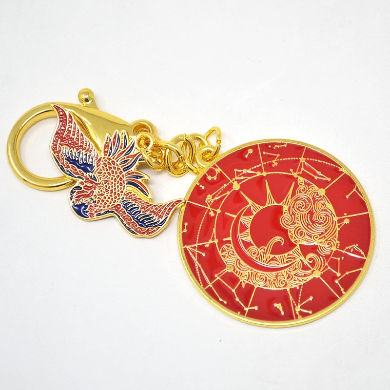 fengshuisale Amulet Moon Constellation Keychain Myth Beast, red