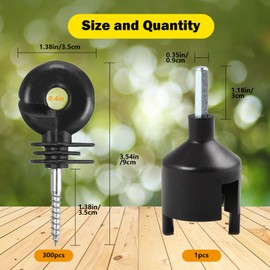 QSHOHSQ 120 Pcs Black Electric Fence Insulator with 1 Pcs Insulator Socket Tool Screw in Fence Ring Post Wood Post Insulator Electric Fence Insulator Ring with Insulator Socket Tool for Animal Fence