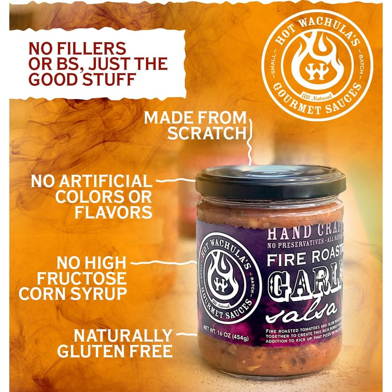 Hot Wachula’s Fire Roasted Garlic Salsa | Medium | Hand