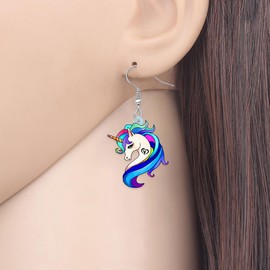 YAYAKO Acrylic Floral Unicorn Earrings Charms Fantasy Horse Earrings Unicorn Gifts for Girls Women Party Favors Jewellery, Acrylic, No Gemstone
