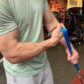 Elymays Arm Wrestling Handle 1.6 in Ø × 4.1 in Thick-Grip Cylinder – Built-in Free-Sliding Wrist Strap & 3 mm Steel Plate Cable Attachment – Forearm, Pronation, Supination & Side-Pressure Trainer