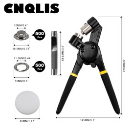 CNQLIS 3/8" Grommet Tool Kit, Handheld Eyelet Kit, Manual Grommet Press with 500PCS 10mm Silver Grommets