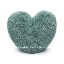 Cuddly Teddy Bear Fleece Super Soft 3D Heart Shape Fluffy Filled Cushion Cosy & Warm Home Decoration Gift For Loved One Valentine Day 100% Polyester Heart Cushion Duck Egg 38cm x 38cm Approximate
