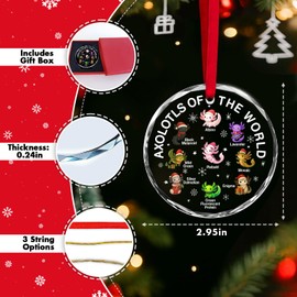 365RUSTIC Axolotls of The World Glass Ornament Christmas 2025 – Cute Axolotl Gift for Reptile Lovers, Amphibian Pet Owner Decor, Holiday Tree Hanging Keepsake