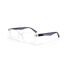 EYE ZOOM 5 Pack Unisex Rectangular Vintage Plastic Frame Reading Glasses for Men and Women, Clear, +2.25