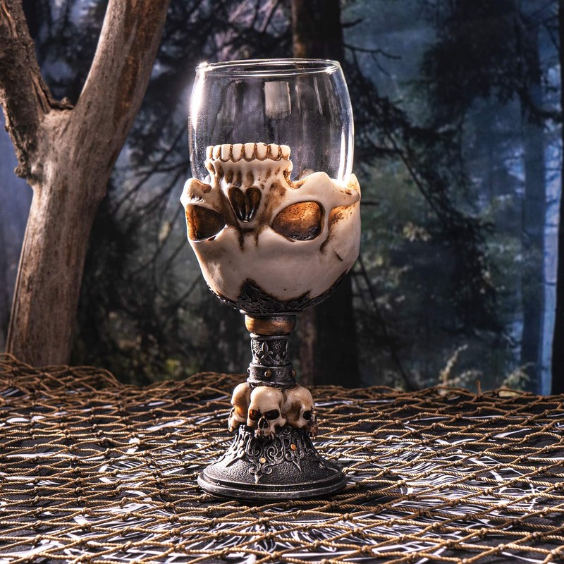 SUMMIT COLLECTION Underworld Upside Down Ossuary Skull Wine Goblet Glass