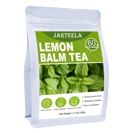 Jarteela - Lemon Balm Tea Bag, 1.5g x 60 Count - Natural Melissa Officinalis - Pyramid Herbal Lemon Balm Tea Bags for Digestion - Non-GMO - Caffeine-Free Tea