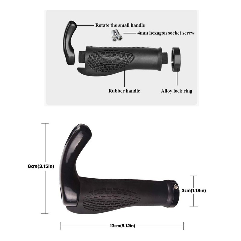 VOANZO Bicycle Handlebar Grips, Ergonomic Design Rubber MTB Mountain Bike