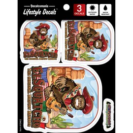El Squatcho Mexican Sasquatch Decals - Set of 3 Funny Sasquatch Bigfoot Vinyl Car Stickers for Truck Window Bumper Tackle Box Laptop Tumbler