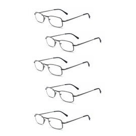 EYE ZOOM 5 Pack Unisex Vantage Metal Reading Glasses with Spring Hinge, Gunmetal, +200