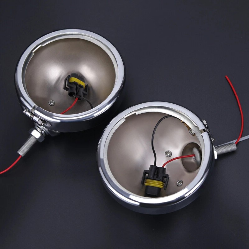 OUMURS Chrome 4.5" Spot Passing Fog Lights Lamps Housing Bucket