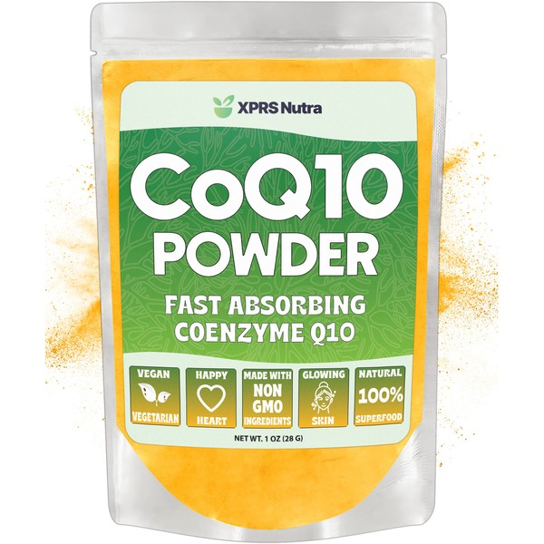 XPRS Nutra COQ10 Powder - Premium COQ10 Supplements for Skin, Energy Production, and Total Body Support - Vegan Friendly COQ10 Powder Bulk for Long Term Wellness (1 oz)