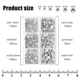 RTRTGS 650pcs Flatback Rhinestones, Hotfix Rhinestones, Nail Charms, Glitter Stones Nails, Flatback Gems, Round Crystal Rhinestones for Crafts, Mixed with Picking Tweezers