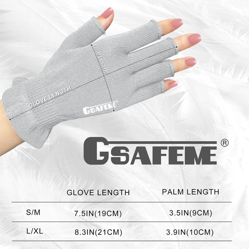 GSAFEME Cotton Gloves Eczema - Fingerless Touchscreen Moisturizing Gloves for